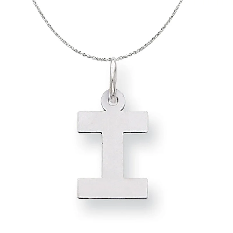 Silver, Amanda Collection Small Block Style Initial I Necklace