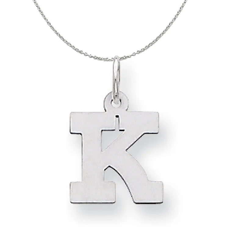 Silver, Amanda Collection Small Block Style Initial K Necklace