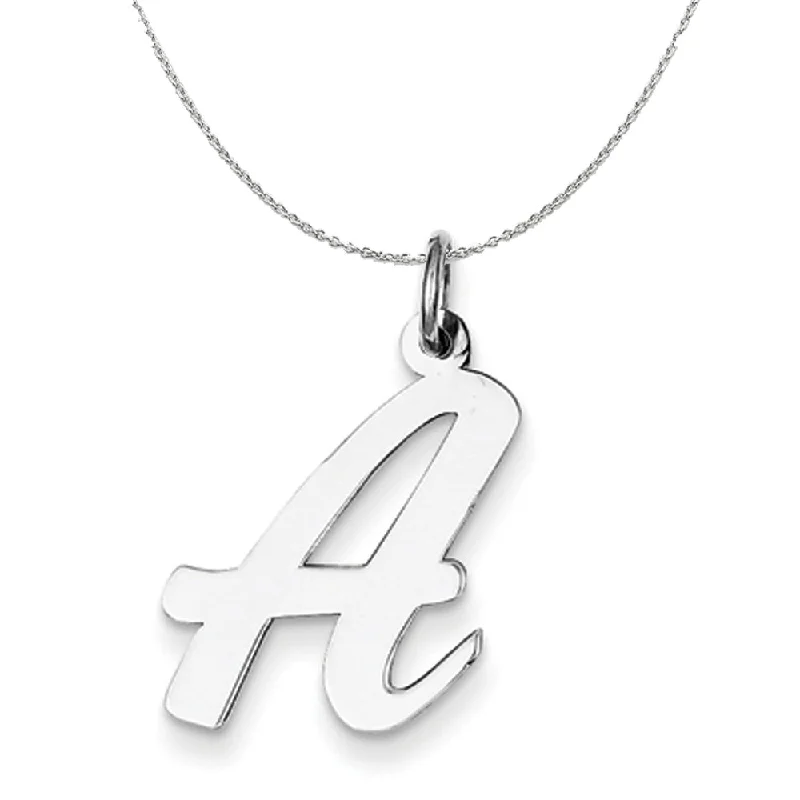 Crimped chain necklace-Silver Madison Collection LG Classic Script Initial A Necklace