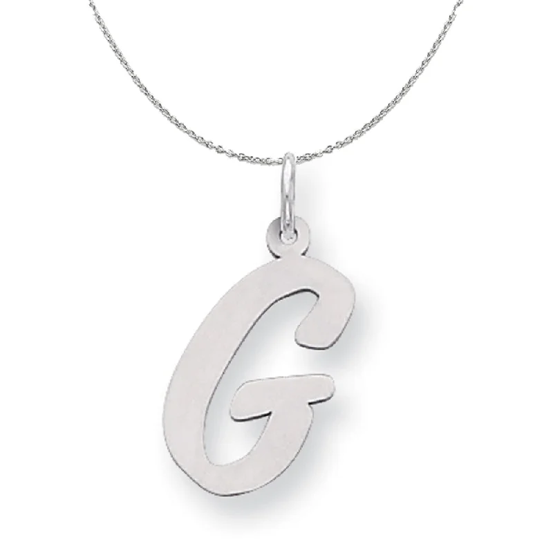 Steel cast necklace-Silver Madison Collection LG Classic Script Initial G Necklace