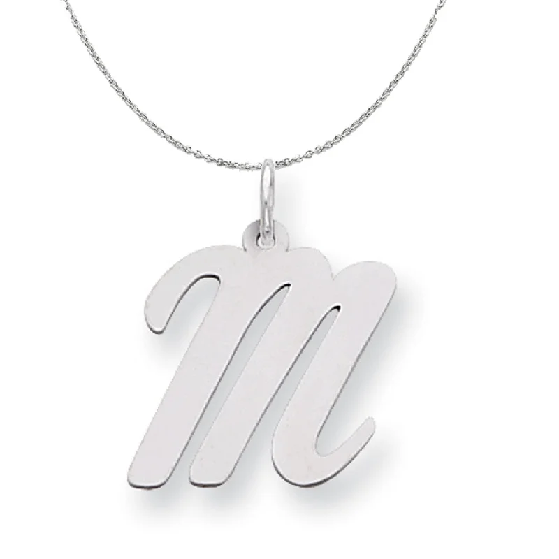 Faint check necklace-Silver Madison Collection LG Classic Script Initial M Necklace