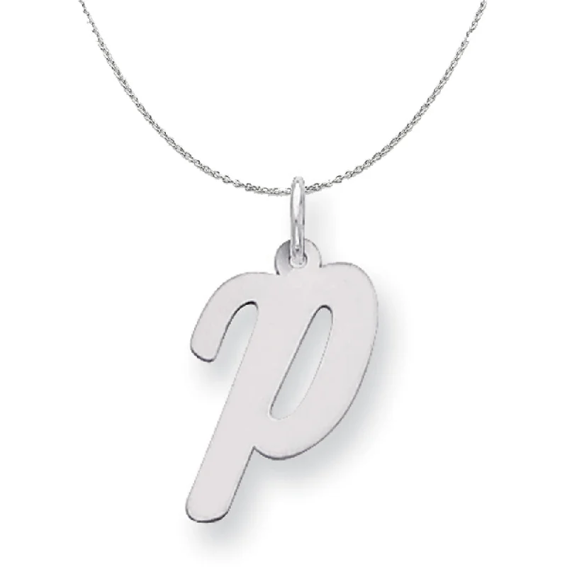 Sisal wrap necklace-Silver Madison Collection LG Classic Script Initial P Necklace