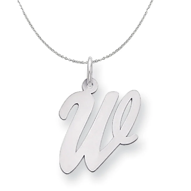 Side gem necklace-Silver Madison Collection LG Classic Script Initial W Necklace