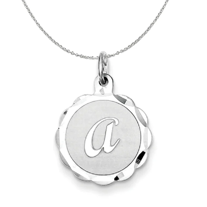 Velvet wrap necklace-Silver, Sarah Collection 15mm Brocaded Disc Initial A Necklace