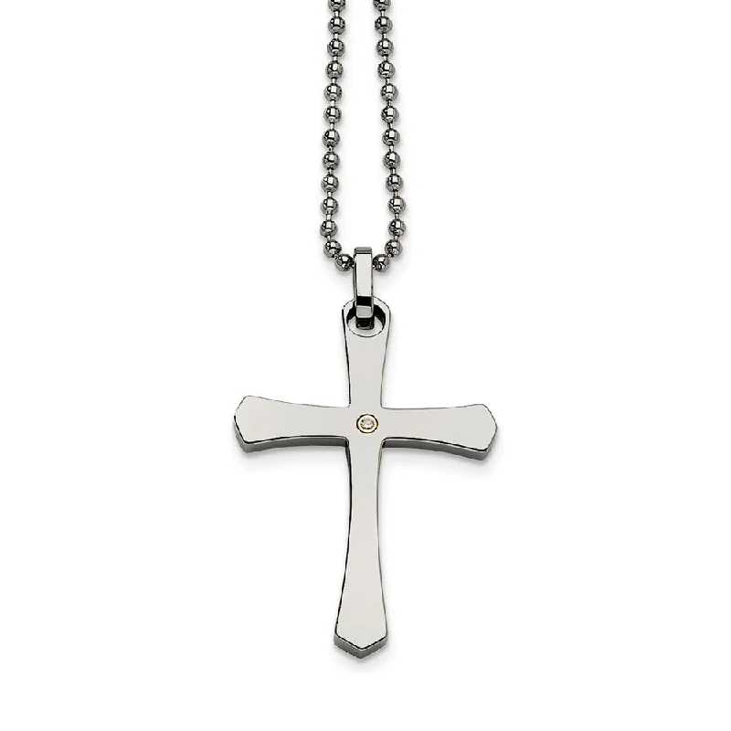 Petrified shard necklace-Stainless Steel and Diamond Accent Cross Necklace - 22 Inch