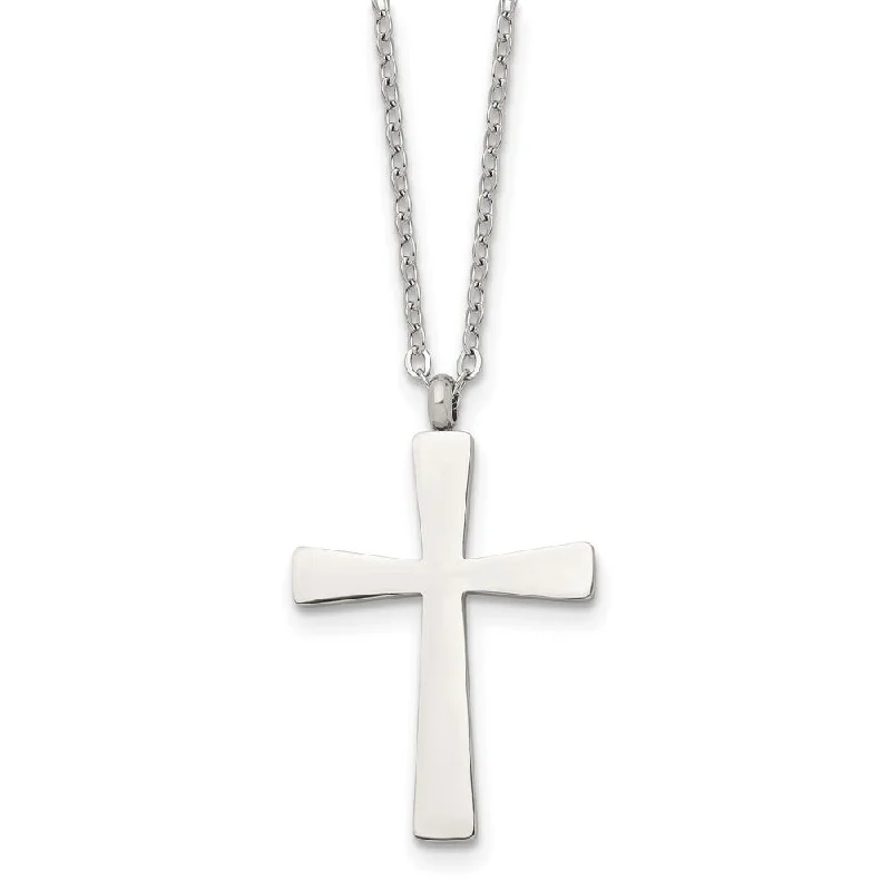 Stainless Steel Polished Cross Necklace, 18 Inch