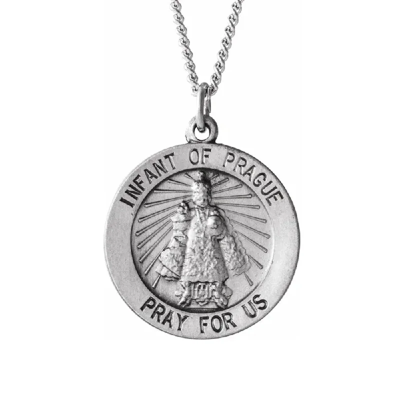 Faded hue necklace-Sterling Silver 18mm infant of Prague Medal Necklace, 18 Inch