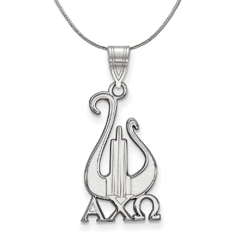 Double gem necklace-Sterling Silver Alpha Chi Omega Large Pendant Necklace