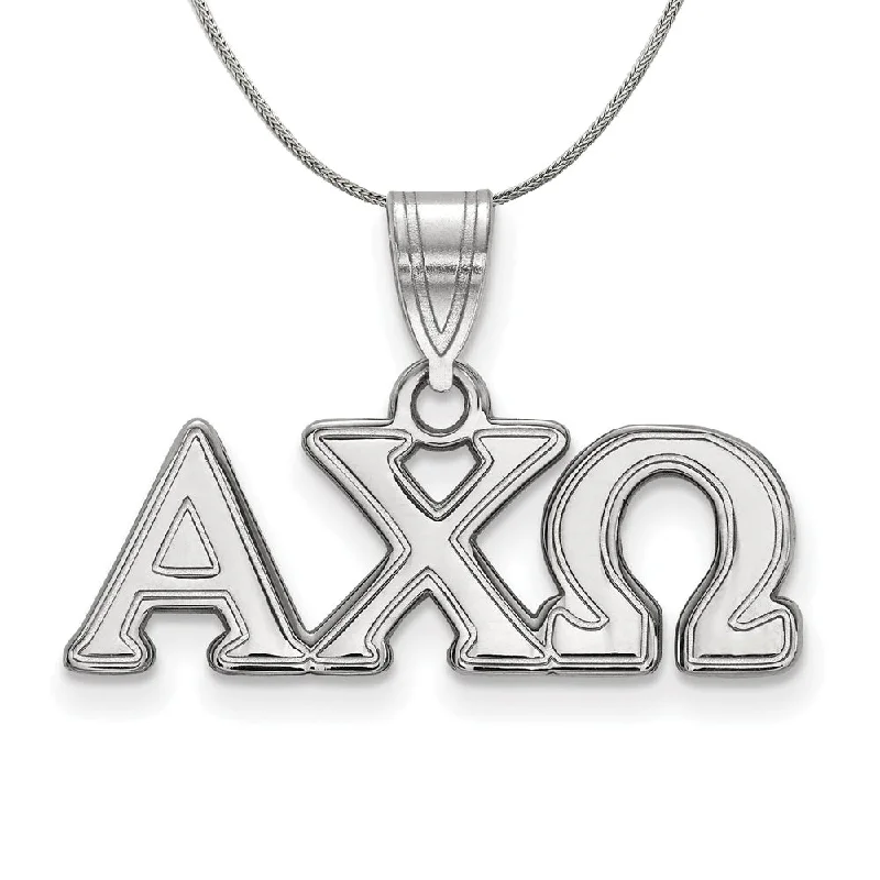 Citron amber necklace-Sterling Silver Alpha Chi Omega Medium Greek Pendant Necklace