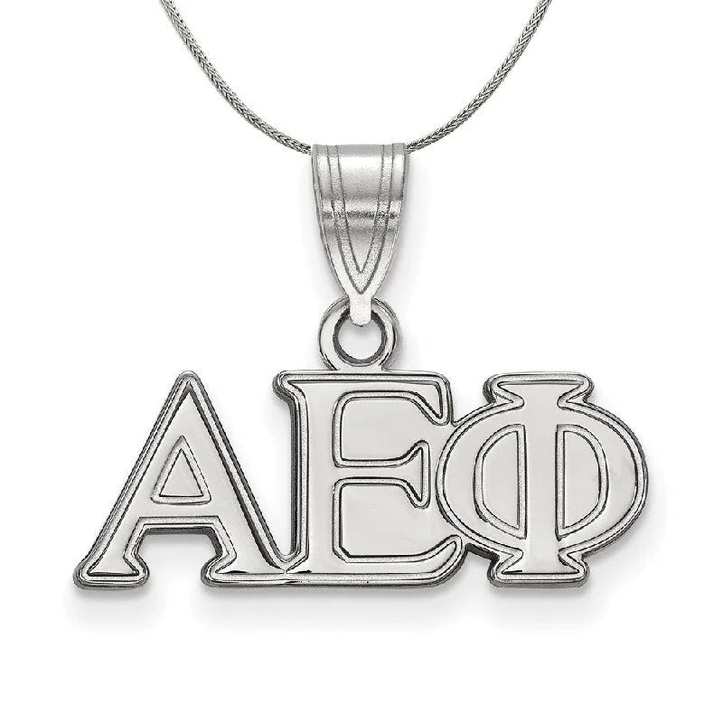 Mixed grain necklace-Sterling Silver Alpha Epsilon Phi Medium Greek Necklace