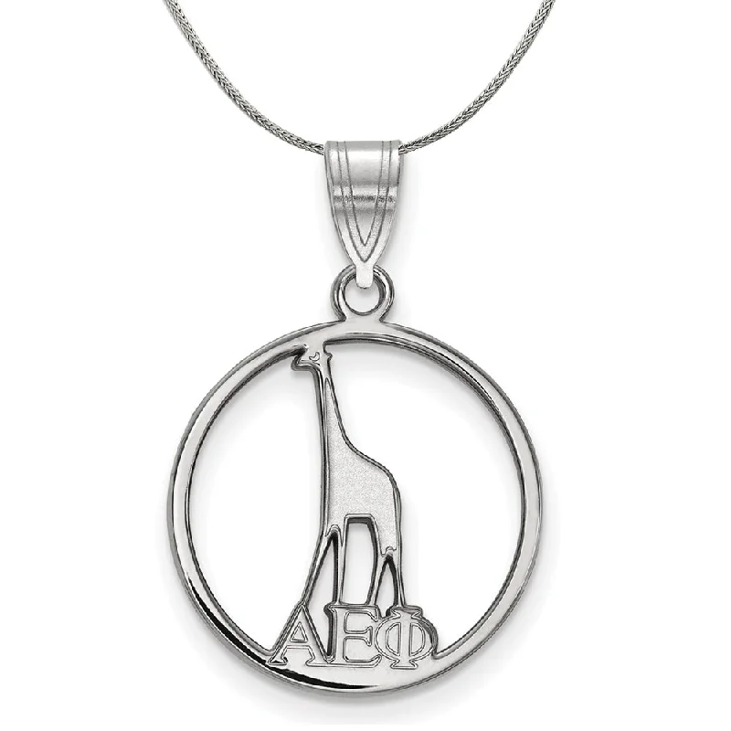 Sterling Silver Alpha Epsilon Phi Small Circle Pendant Necklace