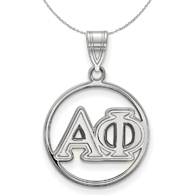 Sterling Silver Alpha Phi Medium Circle Greek Necklace