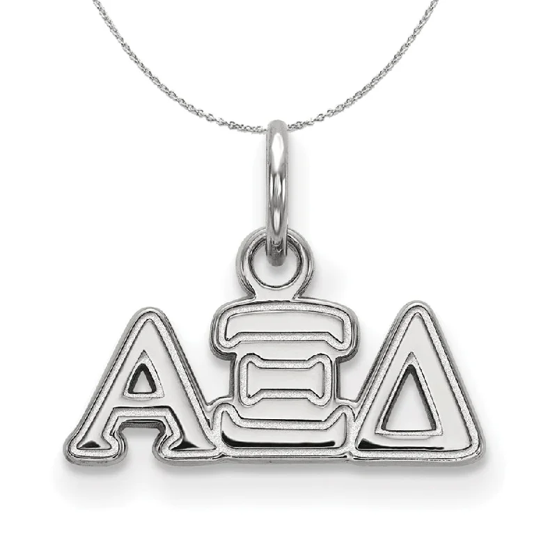 Twisted alloy necklace-Sterling Silver Alpha Xi Delta XS (Tiny) Greek Necklace