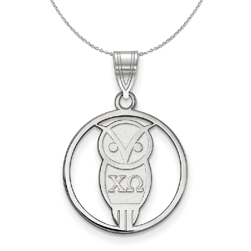 Birch husk necklace-Sterling Silver Chi Omega Medium Circle Pendant Necklace