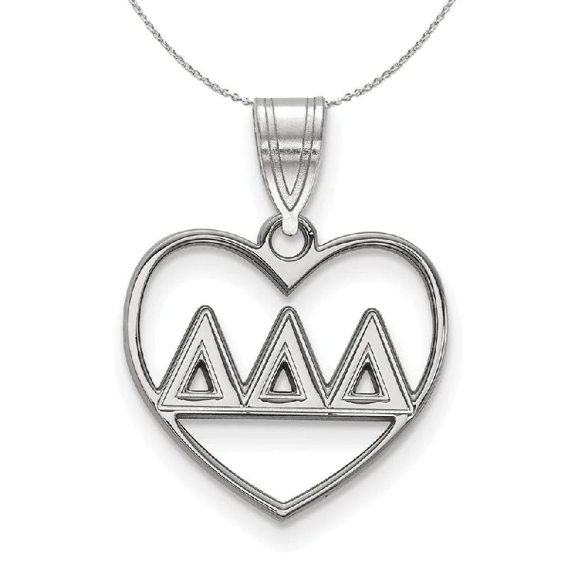 Sterling Silver Delta Delta Delta Heart Greek Necklace