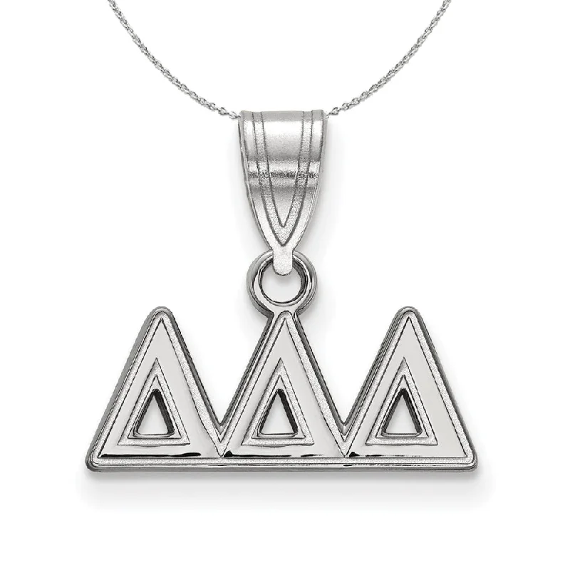 Triad metal necklace-Sterling Silver Delta Delta Delta Medium Greek Necklace