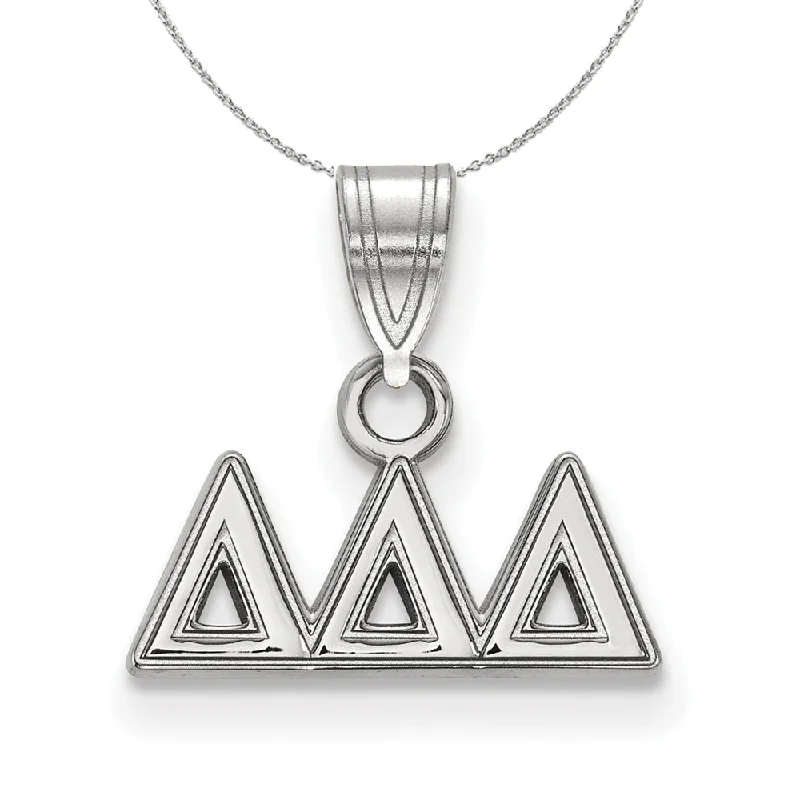 Polished emerald necklace-Sterling Silver Delta Delta Delta Small Greek Necklace