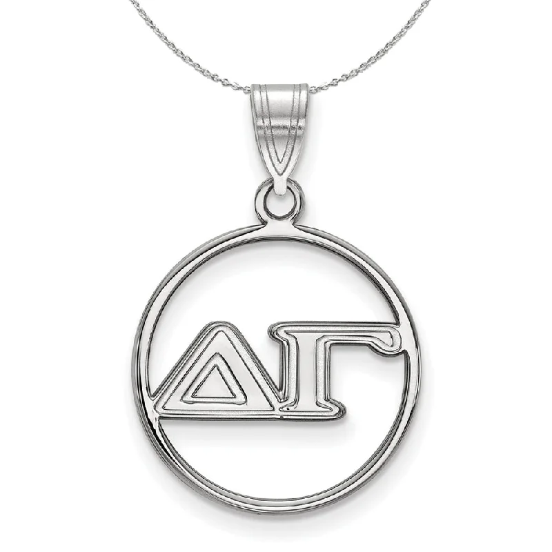 Sterling Silver Delta Gamma Medium Circle Greek Necklace