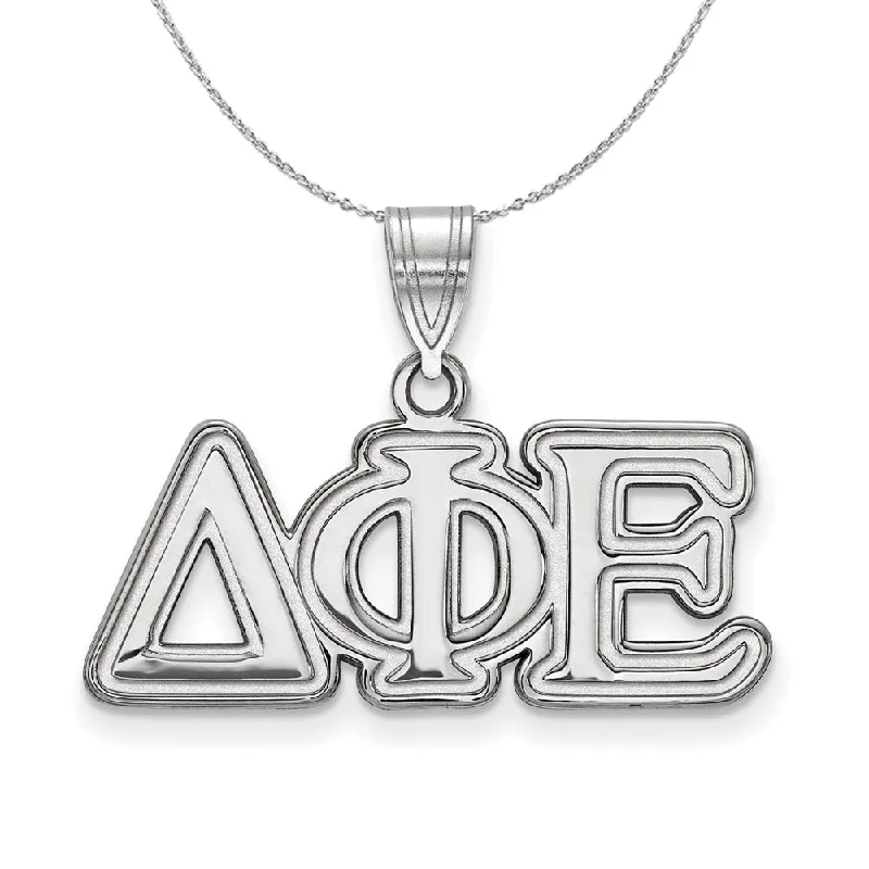 Bent sprig necklace-Sterling Silver Delta Phi Epsilon Medium Greek Necklace