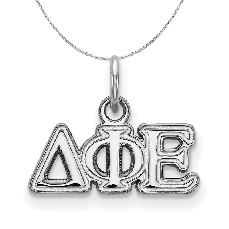 Triad metal necklace-Sterling Silver Delta Phi Epsilon XS (Tiny) Greek Necklace