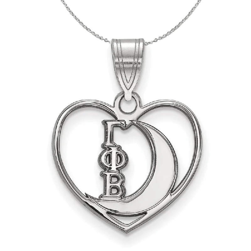 Sterling Silver Gamma Phi Beta Heart Pendant Necklace