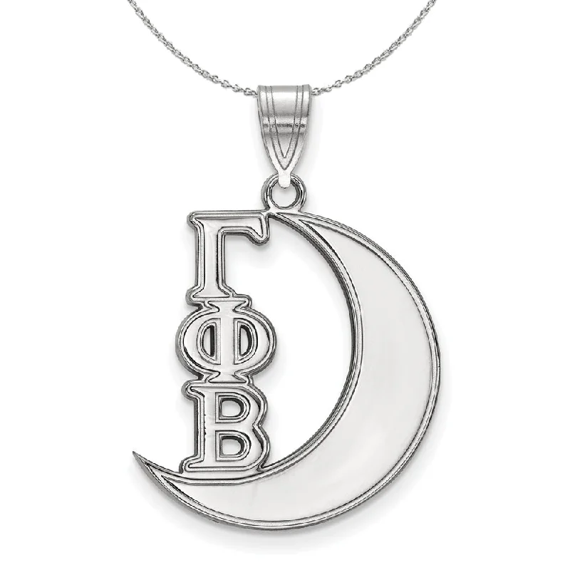 Twisted alloy necklace-Sterling Silver Gamma Phi Beta Medium Pendant Necklace