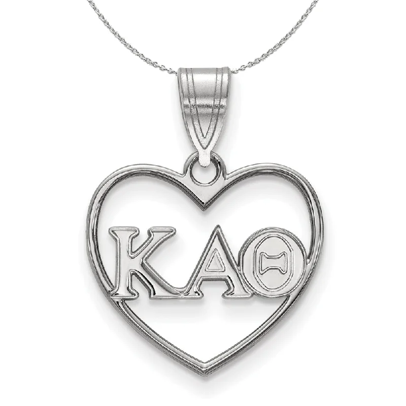 Rose set necklace-Sterling Silver Kappa Alpha Theta Heart Pendant Greek Necklace