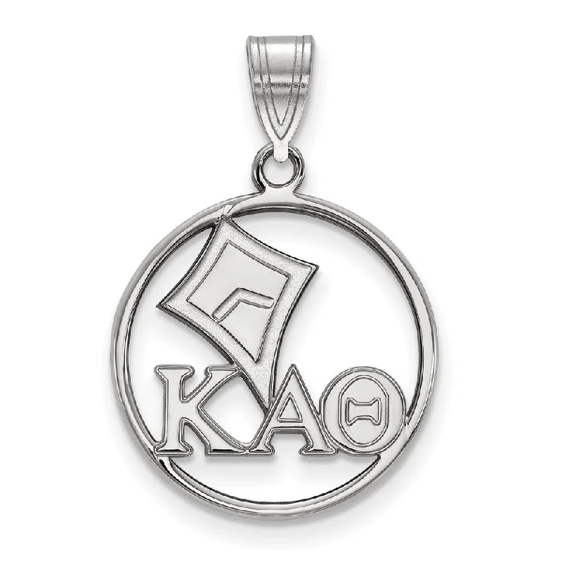 Velvet wrap necklace-Sterling Silver Kappa Alpha Theta Medium Circle Pendant Necklace