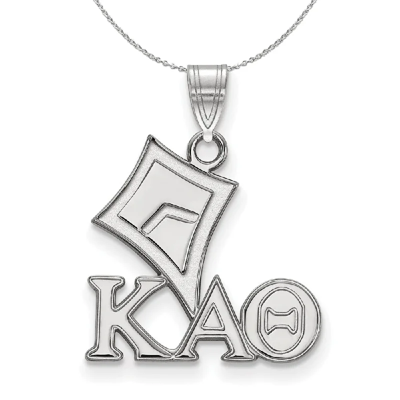 Fin curve necklace-Sterling Silver Kappa Alpha Theta Small Pendant Necklace