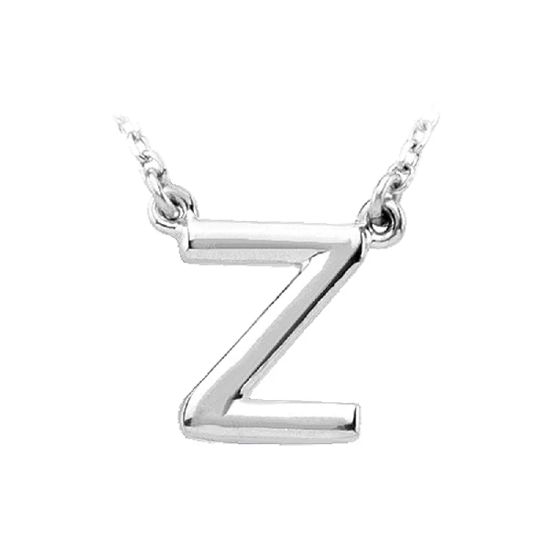 Ebony black necklace-Sterling Silver, Kendall Collection, Block Initial Z Necklace, 16 Inch