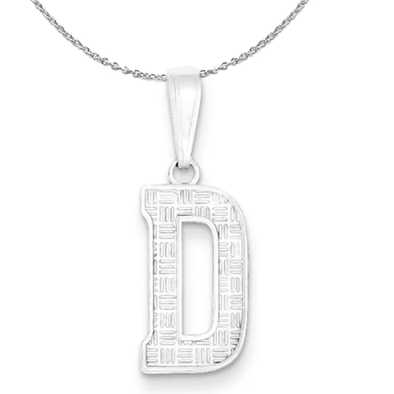 Flow stripe necklace-Sterling Silver, Sami Collection, Textured Block Initial D Necklace