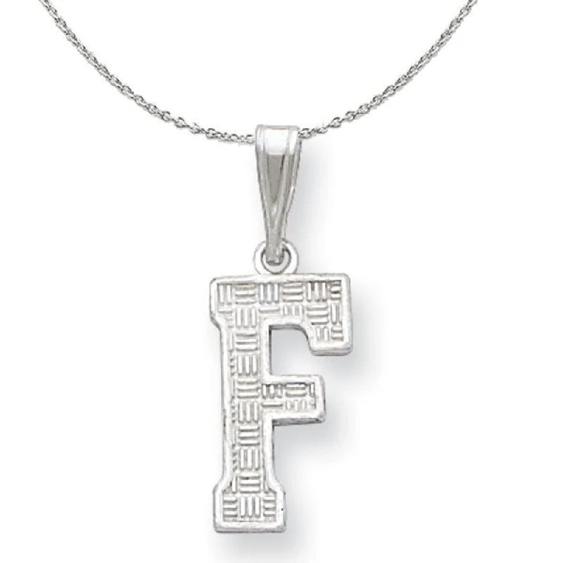 Rough grain necklace-Sterling Silver, Sami Collection, Textured Block Initial F Necklace