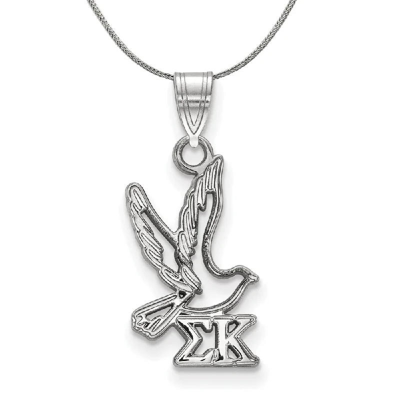 Viking twist necklace-Sterling Silver Sigma Kappa Small Pendant Necklace