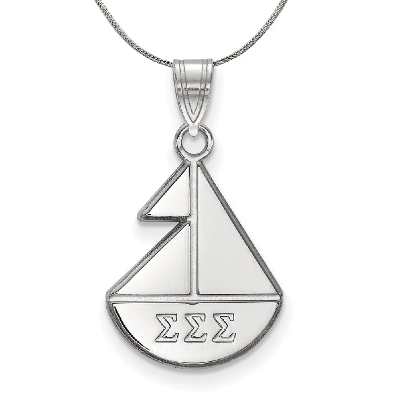 Chiseled groove necklace-Sterling Silver Sigma Sigma Sigma Small Pendant Necklace