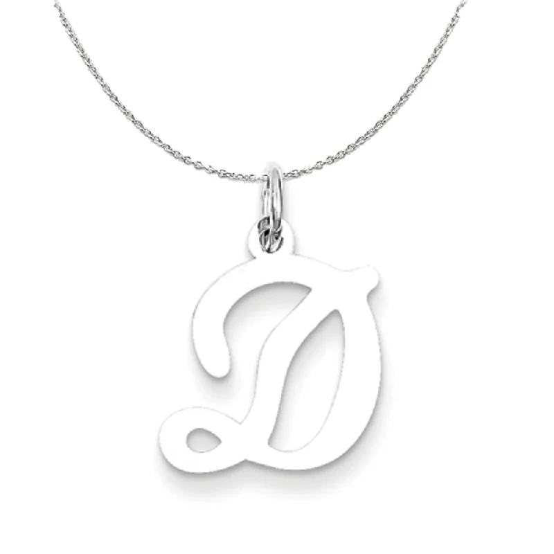 Snapped clasp necklace-Sterling Silver, Sophia Collection, Small Script Initial D Necklace