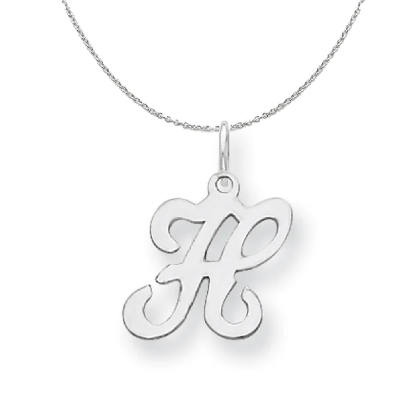 Sterling Silver, Sophia Collection, Small Script Initial H Necklace