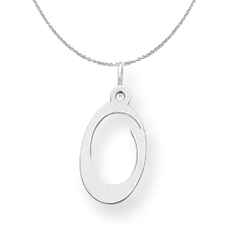 Sharp rim necklace-Sterling Silver, Sophia Collection, Small Script Initial O Necklace