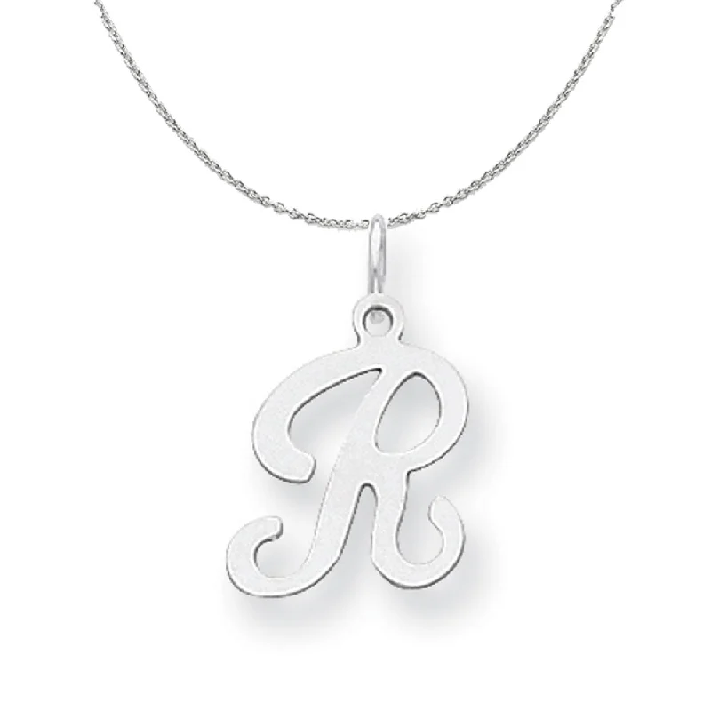 Gingham band necklace-Sterling Silver, Sophia Collection, Small Script Initial R Necklace