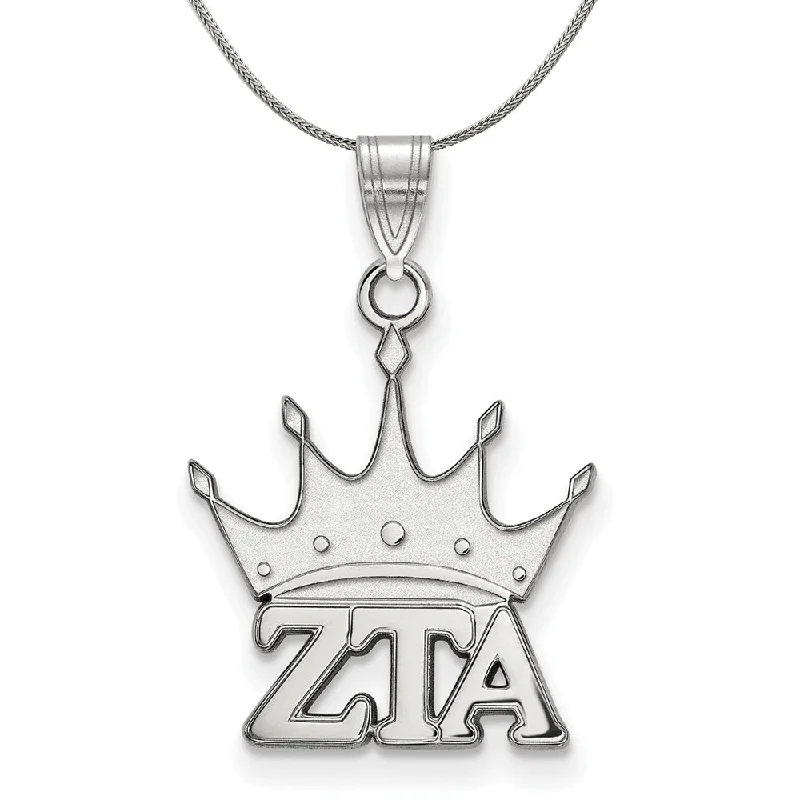 Sterling Silver Zeta Tau Alpha Small Pendant Necklace