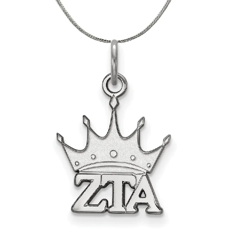 Swirl tide necklace-Sterling Silver Zeta Tau Alpha XS (Tiny) Pendant Necklace