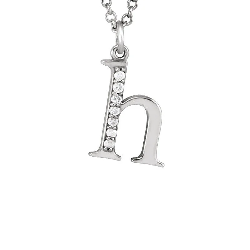 Tusk ridge necklace-The Abbey 14k White Gold Diamond Lower Case Initial 'h' Necklace 16 In