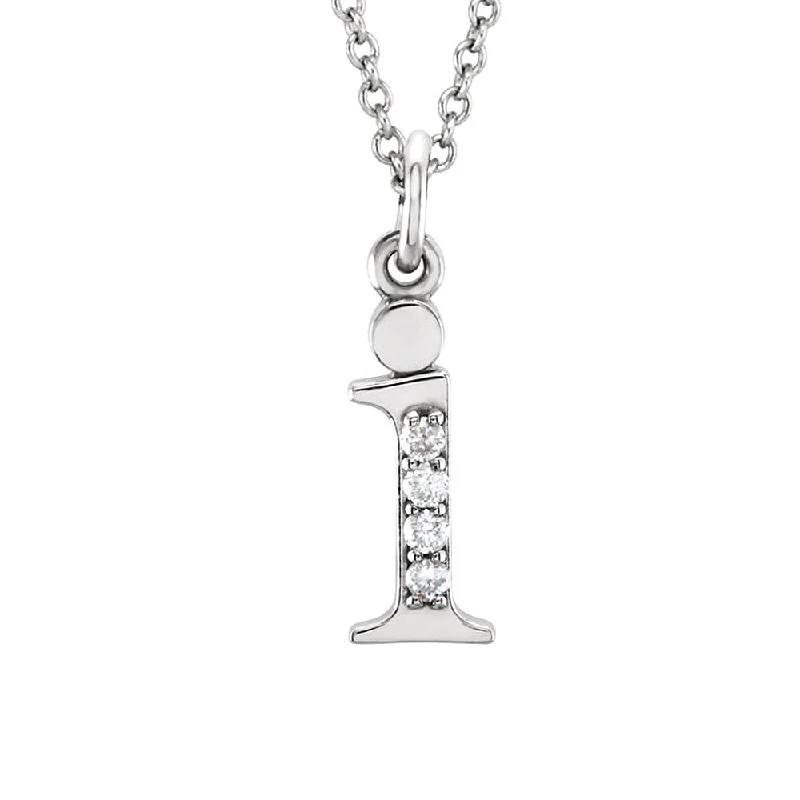 Rose set necklace-The Abbey 14k White Gold Diamond Lower Case Initial 'i' Necklace 16 In