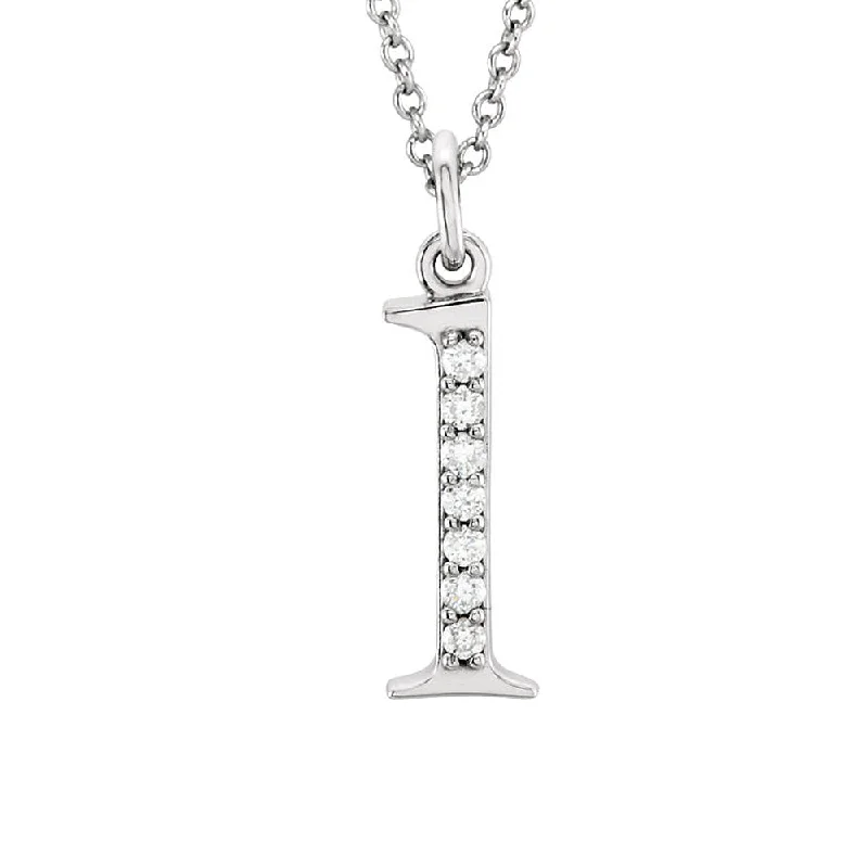 Tin forged necklace-The Abbey 14k White Gold Diamond Lower Case Initial 'l' Necklace 16 In