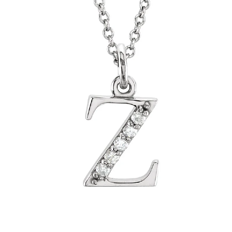 Sisal wrap necklace-The Abbey 14k White Gold Diamond Lower Case Initial 'z' Necklace 16 In