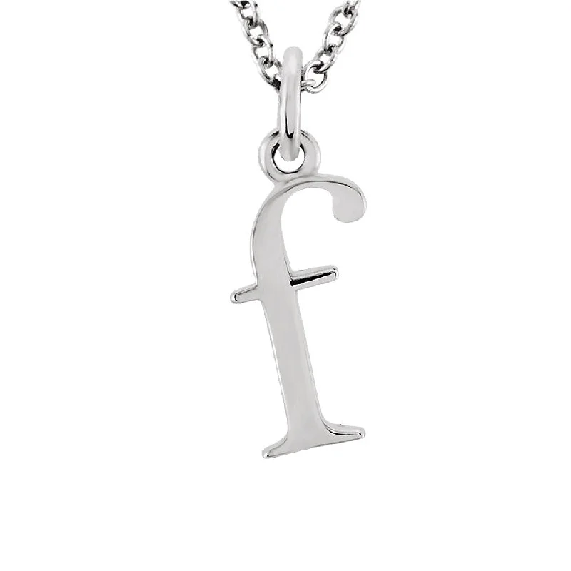 Eroded edge necklace-The Abbey Lower Case Initial 'f' Necklace in 14k White Gold, 16 Inch