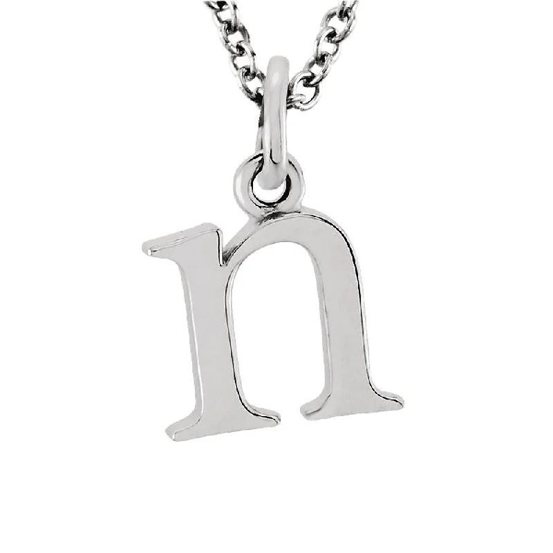 Steel cast necklace-The Abbey Lower Case Initial 'n' Necklace in 14k White Gold, 16 Inch