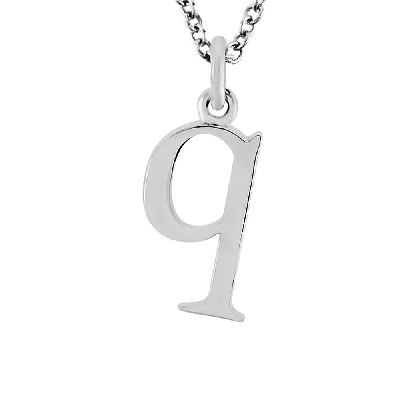 Bent sprig necklace-The Abbey Lower Case Initial 'q' Necklace in 14k White Gold, 16 Inch