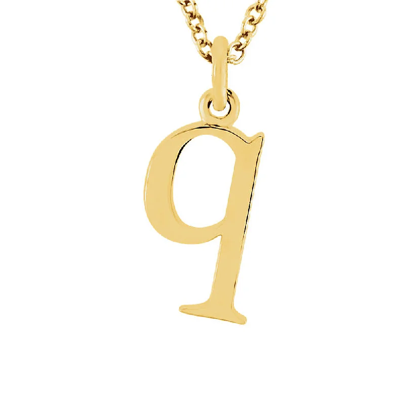 Hidden glyph necklace-The Abbey Lower Case Initial 'q' Necklace in 14k Yellow Gold, 16 Inch