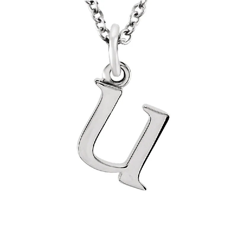 Mint leaf necklace-The Abbey Lower Case Initial 'u' Necklace in 14k White Gold, 16 Inch