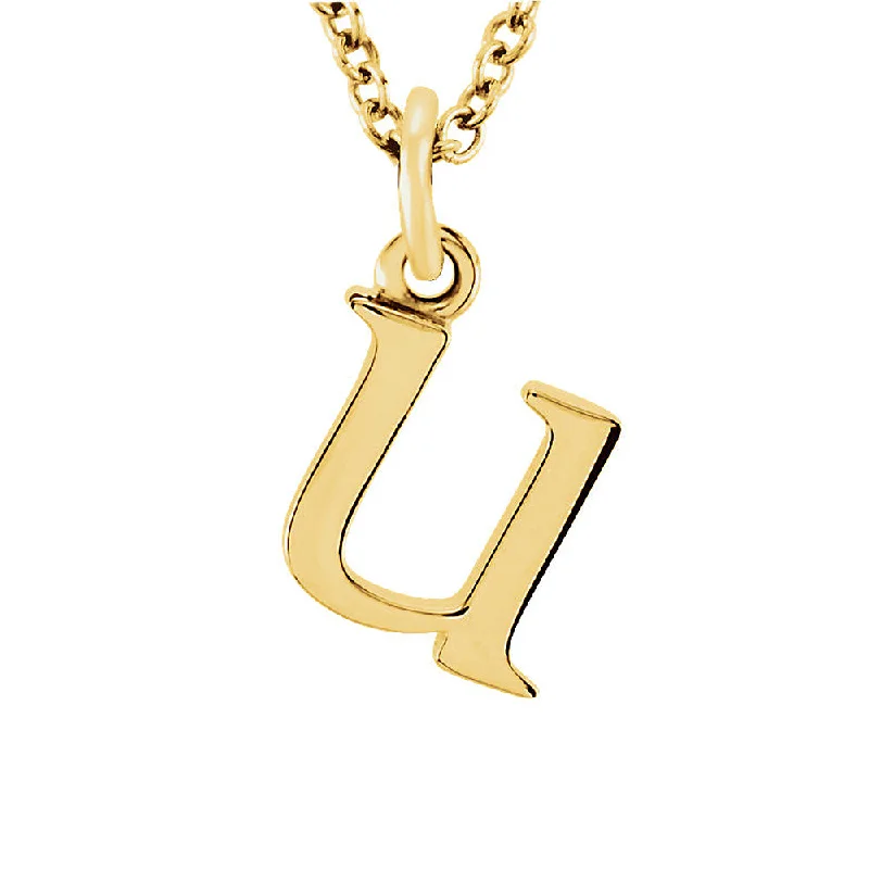 Mussel pearl necklace-The Abbey Lower Case Initial 'u' Necklace in 14k Yellow Gold, 16 Inch